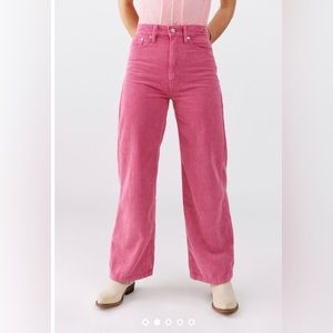 URBAN OUTFITTERS BDG High & Wide Corduroy Pant in pink